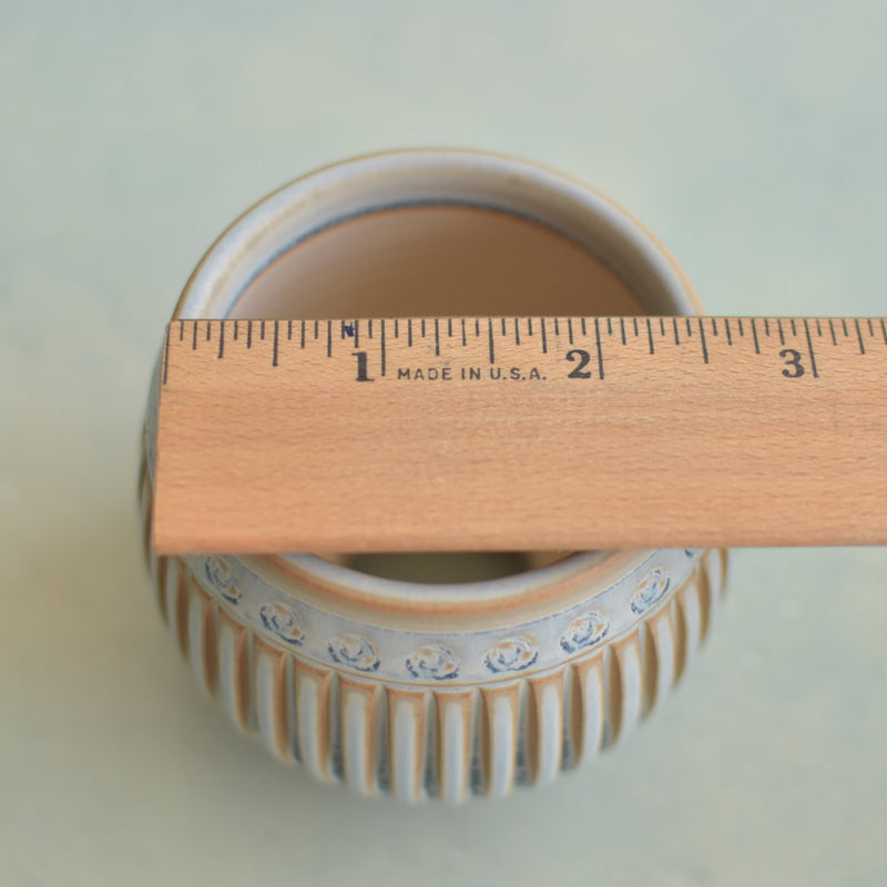 Light Blue Handmade Ceramic Succulent Pot Approximately with Flower Design 2" (Toun Kiln Studio)