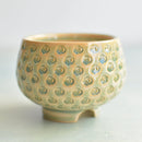 Green and Yellow Handmade Ceramic Succulent Pot Approximately with Flower Stamp 3" (Toun Kiln Studio)