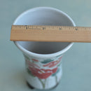 Tall Handmade Ceramic Succulent Pot with Red Flowers  Approximately 4" Wide x 6.5" Tall