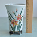 Tall Handmade Ceramic Succulent Pot with Orange Flowers  Approximately 4" Wide x 6.5" Tall
