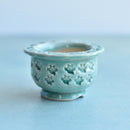 Teal Stamped Ceramic Succulent Pot Approximately 2”