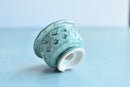 Teal Stamped Ceramic Succulent Pot Approximately 2”