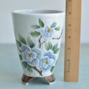 Tall Handmade Ceramic Succulent Pot with Purple Flowers  Approximately 4" Wide x 6.5" Tall