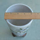 Tall Handmade Ceramic Succulent Pot with Purple Flowers  Approximately 4" Wide x 6.5" Tall