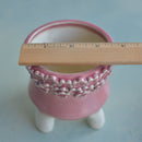 Pink Handmade Ceramic Succulent Pot with Flowers Approximately 3.5"