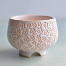Orange and Beige Handmade Ceramic Succulent Pot Approximately with Flower Design 3" (Toun Kiln Studio)