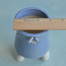 Light Purple Handmade Ceramic Succulent Pot with Flower Approximately 3"