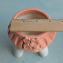 Matte Orange Handmade Ceramic Succulent Pot with Flowers Approximately 3"