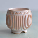 Orange and Beige Handmade Ceramic Succulent Pot with Flower Design Approximately 2" (Toun Kiln Studio)