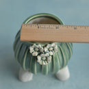 Green Handmade Ceramic Succulent Pot with Flowers Approximately 2"