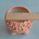Matte Orange Handmade Ceramic Succulent Pot with Flower Approximately 3"