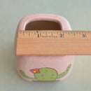 Light Pink Ceramic Succulent Pot with Cactus Design Approximately 2"