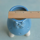 Sky Blue Handmade Ceramic Succulent Pot with Bow Approximately 2.5"