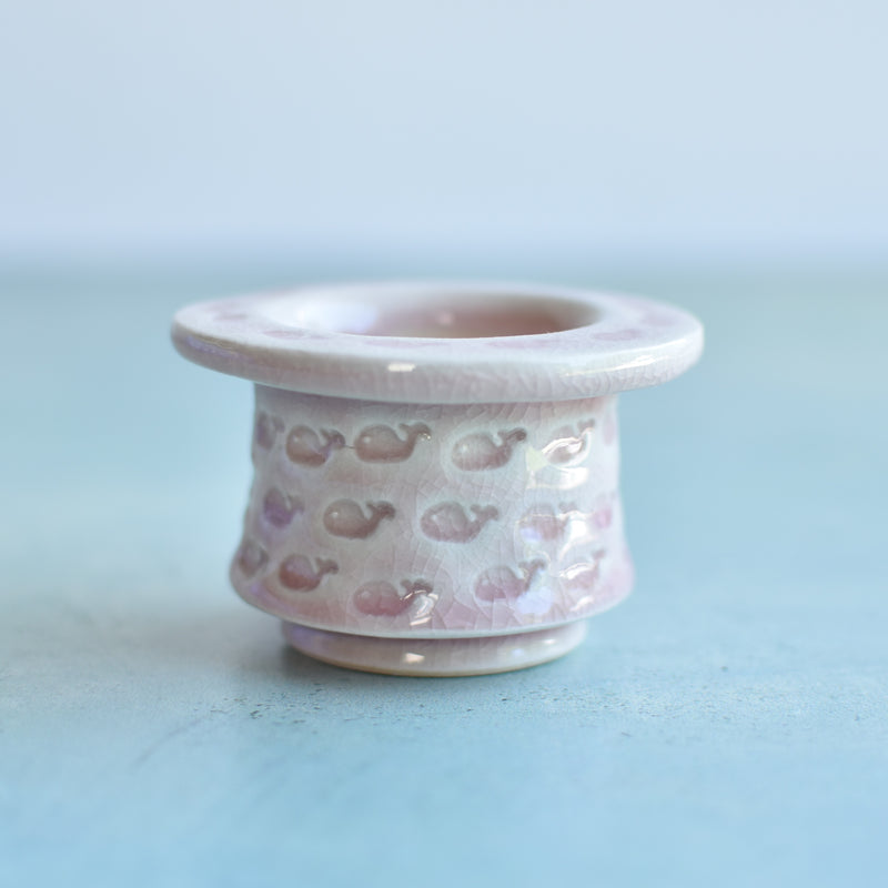 Pink Stamped Ceramic Succulent Pot Approximately 2”