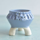 Light Purple Handmade Ceramic Succulent Pot with Flowers Approximately 3"