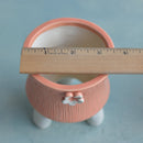 Matte Orange Handmade Ceramic Succulent Pot with Flower and Leaf Stamp Approximately 3"