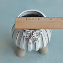White Handmade Ceramic Succulent Pot with Flowers Approximately 2"