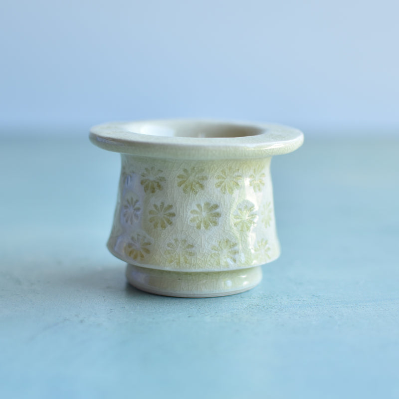 Green Stamped Ceramic Succulent Pot Approximately 2”