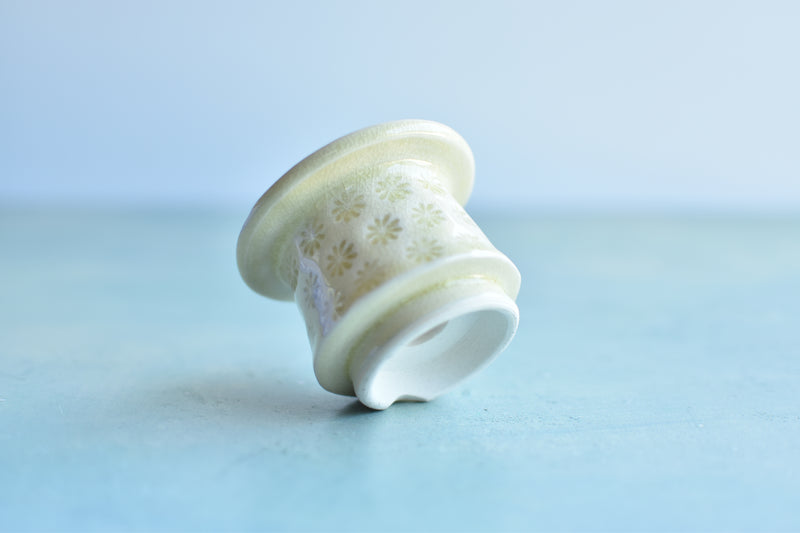 Green Stamped Ceramic Succulent Pot Approximately 2”