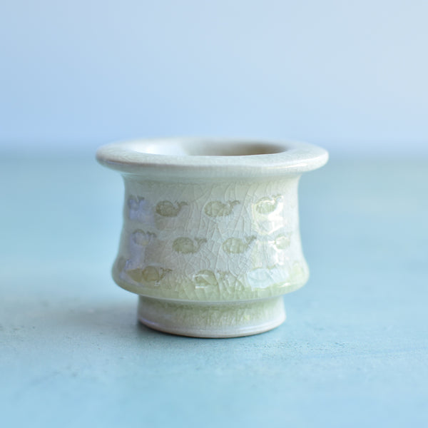 Green Stamped Ceramic Succulent Pot Approximately 2”