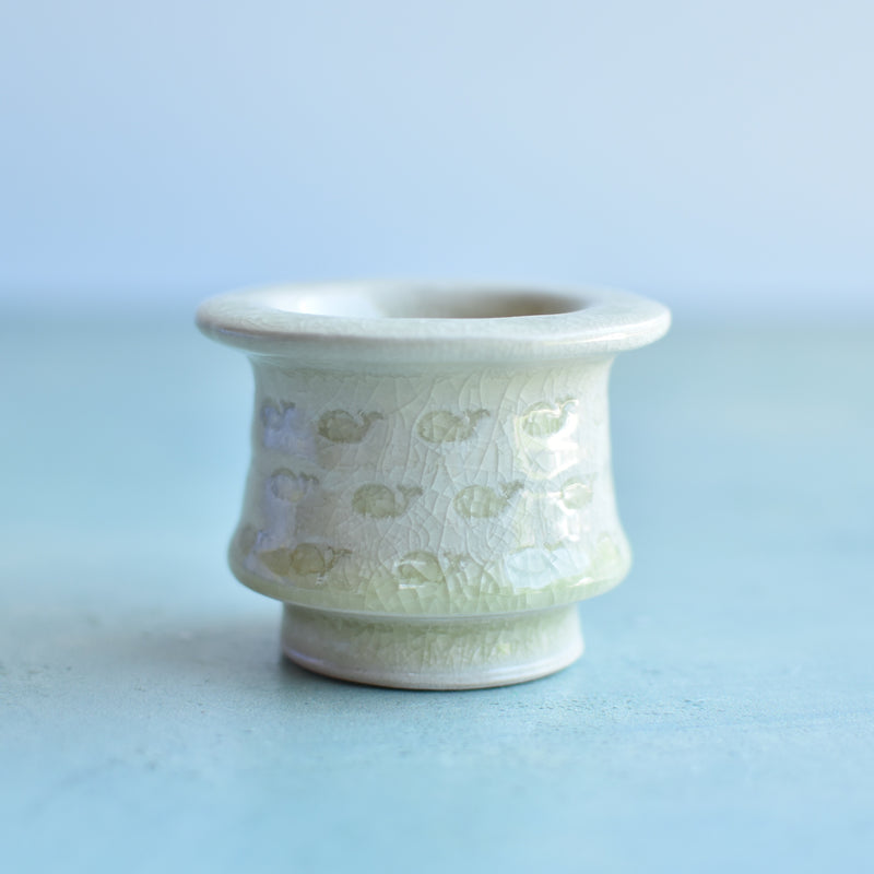 Green Stamped Ceramic Succulent Pot Approximately 2”