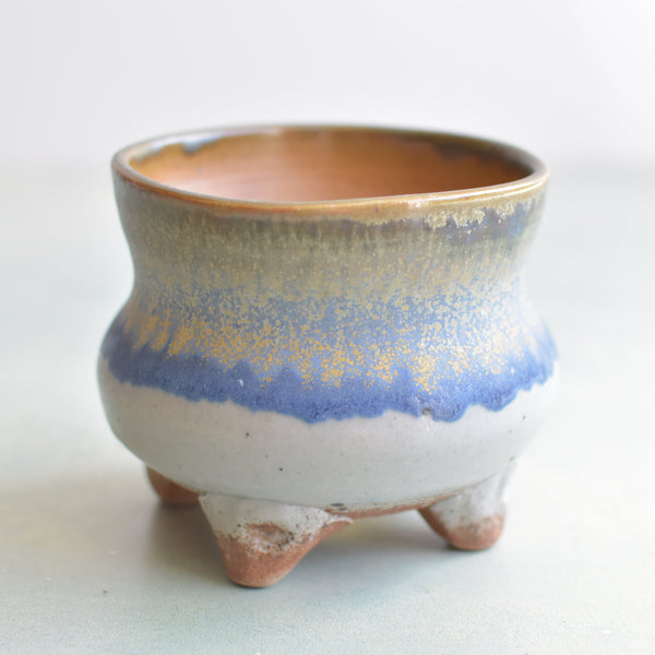 Multi-Color Glazed Handmade Ceramic Succulent Pot Approximately 3"