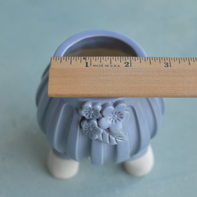 Light Purple Handmade Ceramic Succulent Pot with Flowers Approximately 2"