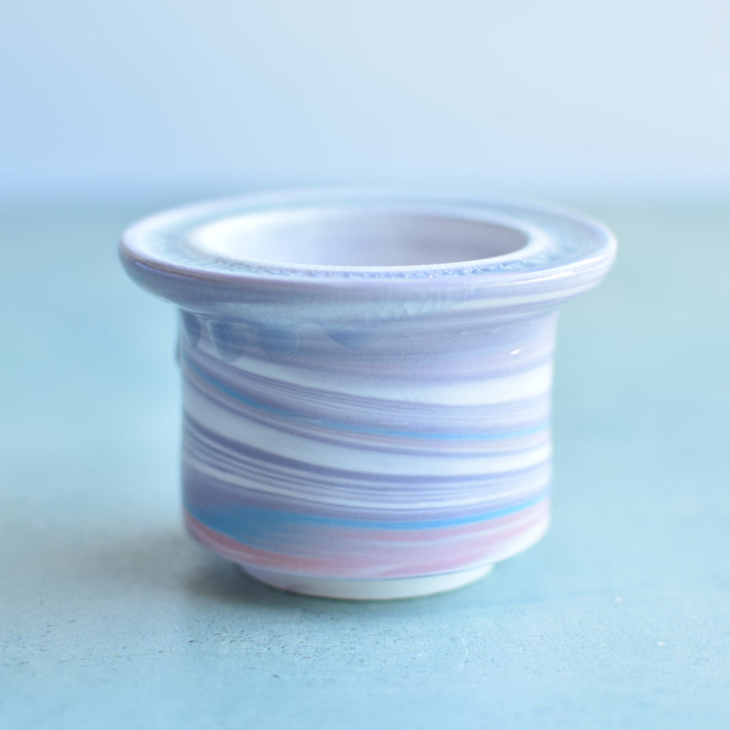 Purple Ceramic Succulent Pot With Crystal Glass Rim Approximately 3"-4"