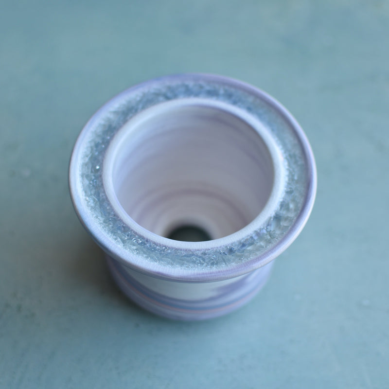 Purple Ceramic Succulent Pot With Crystal Glass Rim Approximately 3"-4"