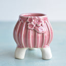 Pink Handmade Ceramic Succulent Pot with Flowers Approximately 2"