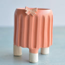 Matte Orange Handmade Ceramic Succulent Pot with Butterfly Approximately 3.5"