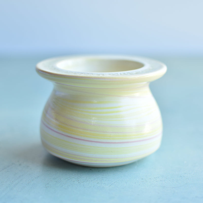 Yellow Ceramic Succulent Pot With Crystal Glass Rim Approximately 3"-4"