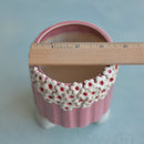 Pink Handmade Ceramic Succulent with White Flowers Pot Approximately 3.5"