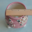 Pink Handmade Ceramic Succulent Pot with White Flowers Approximately 3.5"
