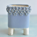 Light Purple Handmade Ceramic Succulent Pot with Flowers Approximately 3.5"