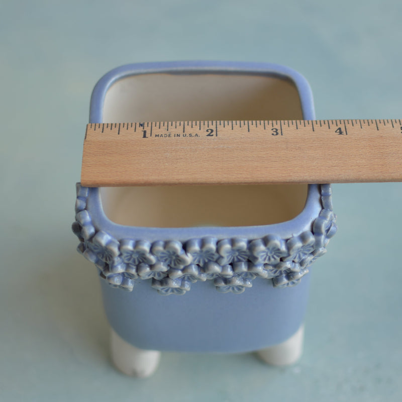 Light Purple Handmade Ceramic Succulent Pot with Flowers Approximately 3.5"