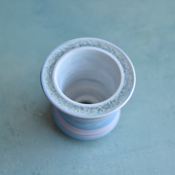 Purple Ceramic Succulent Pot With Crystal Glass Rim Approximately 3"-4"