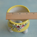 Yellow Handmade Ceramic Succulent Pot with Flowers Approximately 3.5"