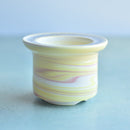 Yellow Ceramic Succulent Pot With Crystal Glass Rim Approximately 3"-4"