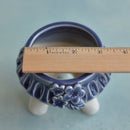 Purple Handmade Ceramic Succulent Pot with Flowers Approximately 3"