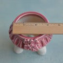 Pink Handmade Ceramic Succulent Pot with Flowers Approximately 3"