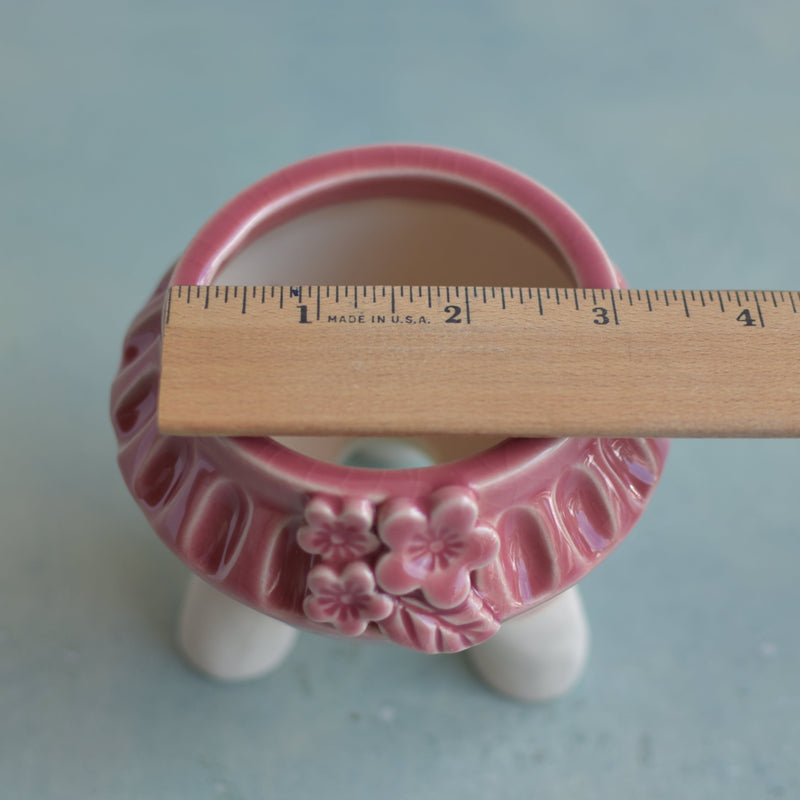 Pink Handmade Ceramic Succulent Pot with Flowers Approximately 3"