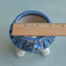 Cobalt Blue Handmade Ceramic Succulent Pot with Flowers Approximately 3"