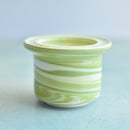 Green Ceramic Succulent Pot With Crystal Glass Rim Approximately 3"-4"