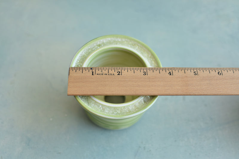 Green Ceramic Succulent Pot With Crystal Glass Rim Approximately 3"-4"