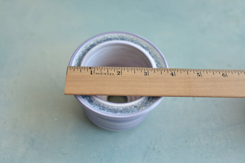 Purple Ceramic Succulent Pot With Crystal Glass Rim Approximately 3"-4"