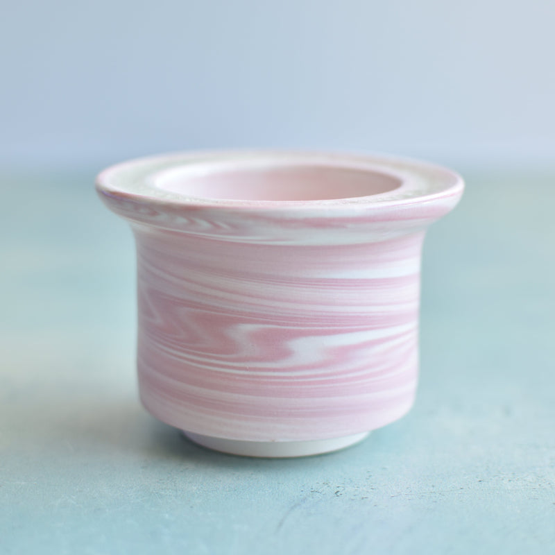 Pink Ceramic Succulent Pot With Crystal Glass Rim Approximately 3"-4"