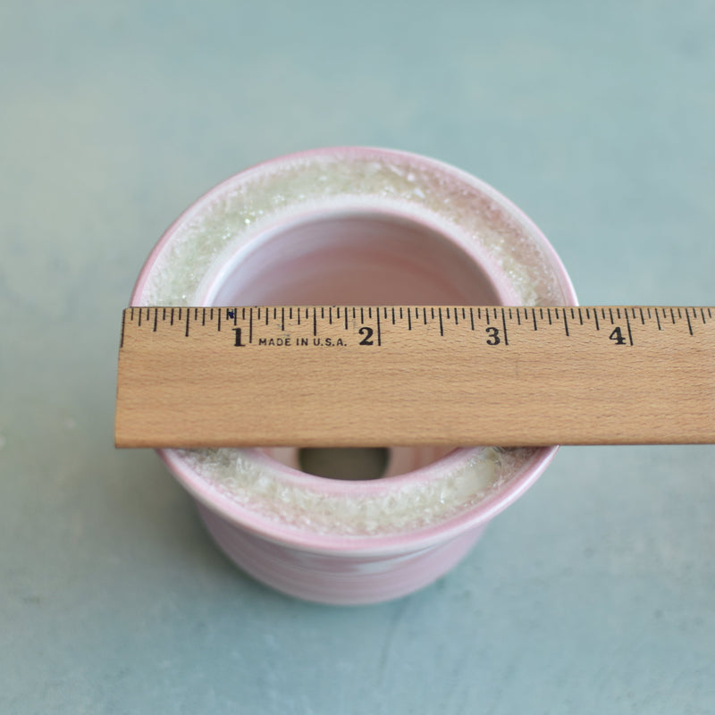 Pink Ceramic Succulent Pot With Crystal Glass Rim Approximately 3"-4"