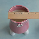 Pink Handmade Ceramic Succulent Pot with Flower Approximately 3"