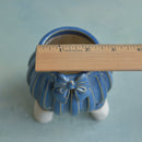 Cobalt Blue Handmade Ceramic Succulent Pot with Bow Approximately 2"